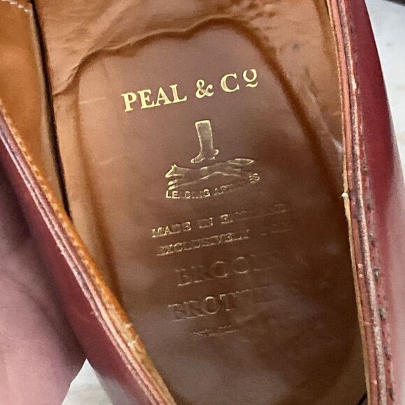 Peal & Co. For Brooks Brothers Slip On Wingtip Leather Shoes - Size 13D - Picture 8 of 12